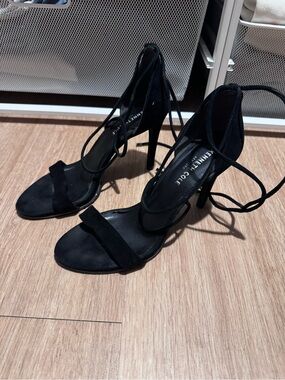 Kenneth Cole Black Suede Lace-Up Stiletto Heels